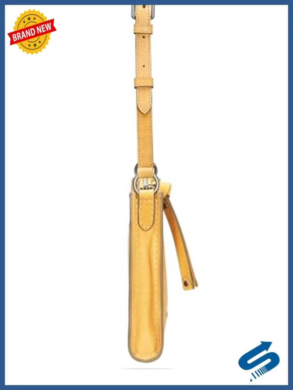 Genuine Leather Crossbody Bag with Zip Closure and Adjustable Strap